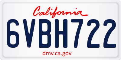 CA license plate 6VBH722