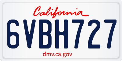 CA license plate 6VBH727