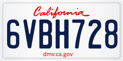 CA license plate 6VBH728
