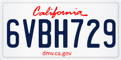 CA license plate 6VBH729
