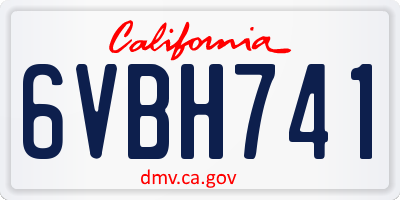 CA license plate 6VBH741