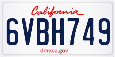 CA license plate 6VBH749