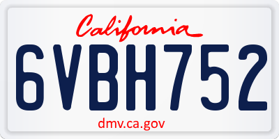 CA license plate 6VBH752