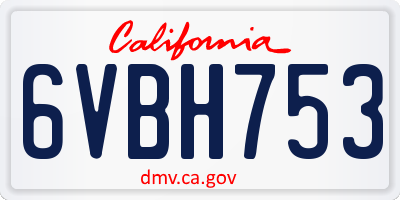 CA license plate 6VBH753