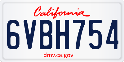 CA license plate 6VBH754