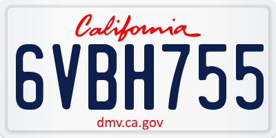 CA license plate 6VBH755