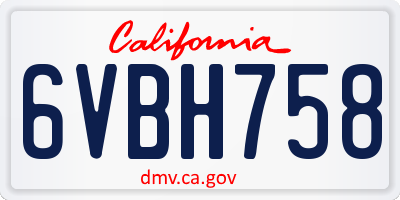 CA license plate 6VBH758