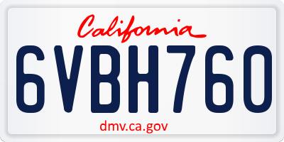 CA license plate 6VBH760