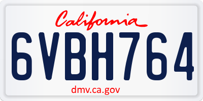 CA license plate 6VBH764