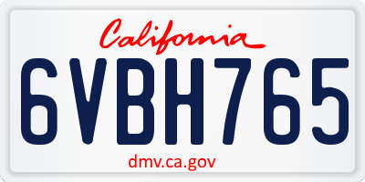 CA license plate 6VBH765