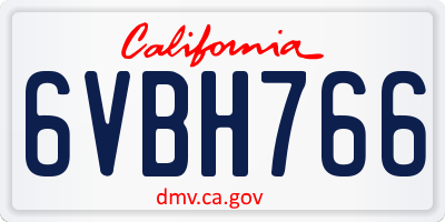 CA license plate 6VBH766