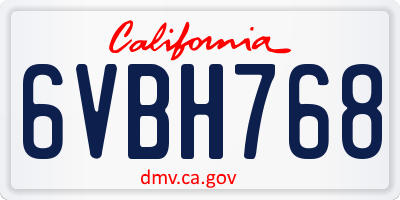 CA license plate 6VBH768