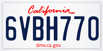 CA license plate 6VBH770