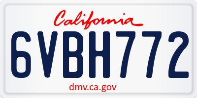 CA license plate 6VBH772