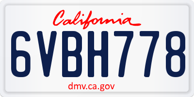 CA license plate 6VBH778