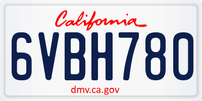 CA license plate 6VBH780