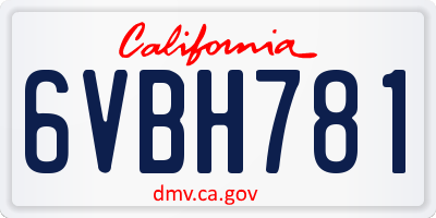 CA license plate 6VBH781