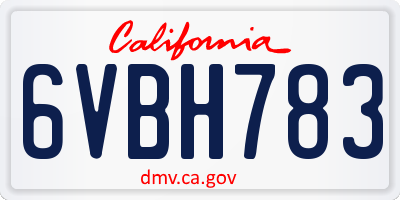 CA license plate 6VBH783