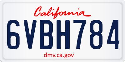 CA license plate 6VBH784