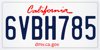 CA license plate 6VBH785