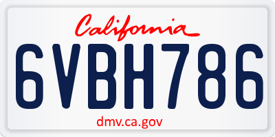 CA license plate 6VBH786