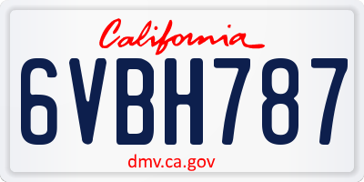 CA license plate 6VBH787