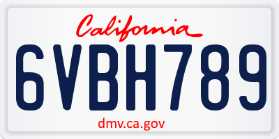 CA license plate 6VBH789