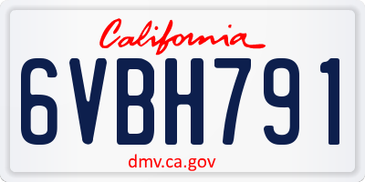 CA license plate 6VBH791