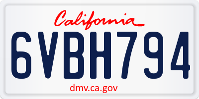 CA license plate 6VBH794