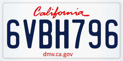 CA license plate 6VBH796