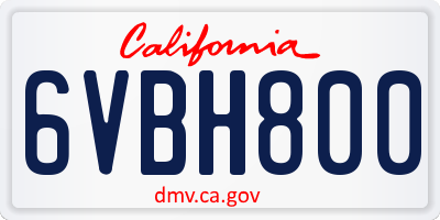 CA license plate 6VBH800