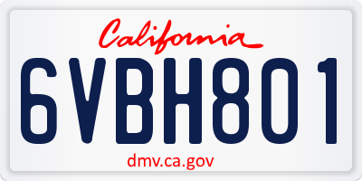 CA license plate 6VBH801