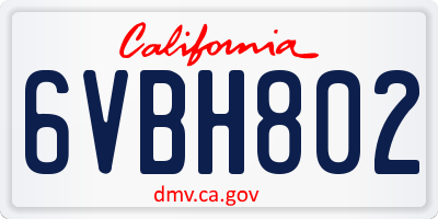 CA license plate 6VBH802
