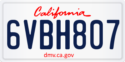 CA license plate 6VBH807