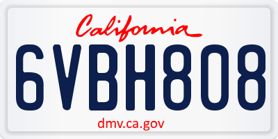 CA license plate 6VBH808