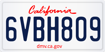 CA license plate 6VBH809