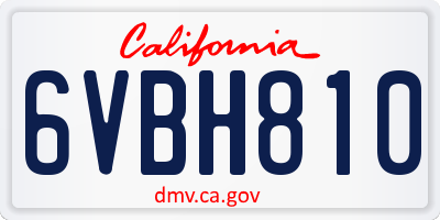 CA license plate 6VBH810