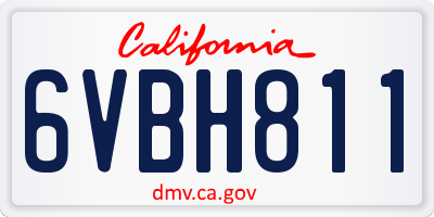 CA license plate 6VBH811