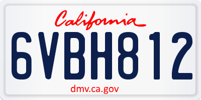CA license plate 6VBH812