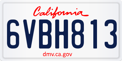 CA license plate 6VBH813