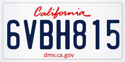 CA license plate 6VBH815