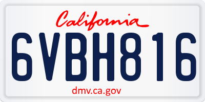 CA license plate 6VBH816