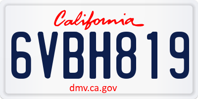 CA license plate 6VBH819