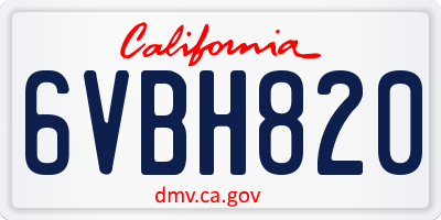 CA license plate 6VBH820