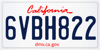 CA license plate 6VBH822