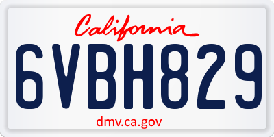 CA license plate 6VBH829