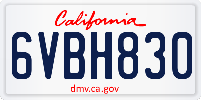CA license plate 6VBH830