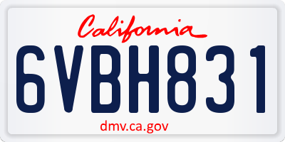 CA license plate 6VBH831