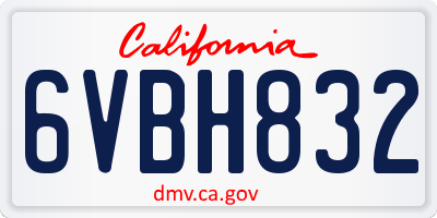 CA license plate 6VBH832