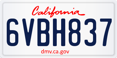 CA license plate 6VBH837